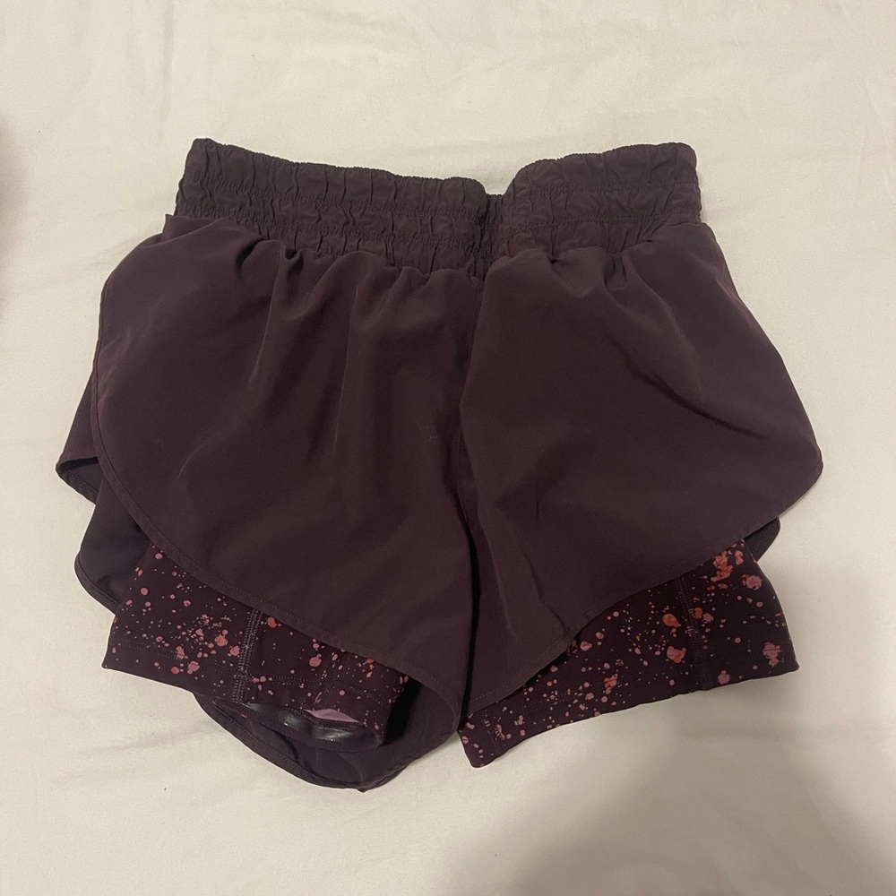 Athleta Purple Athletic Shorts with Layered Design